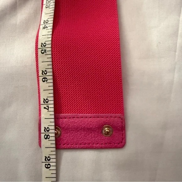 Fuchsia statement satin flower wide elastic waistband belt - Picture 5 of 8